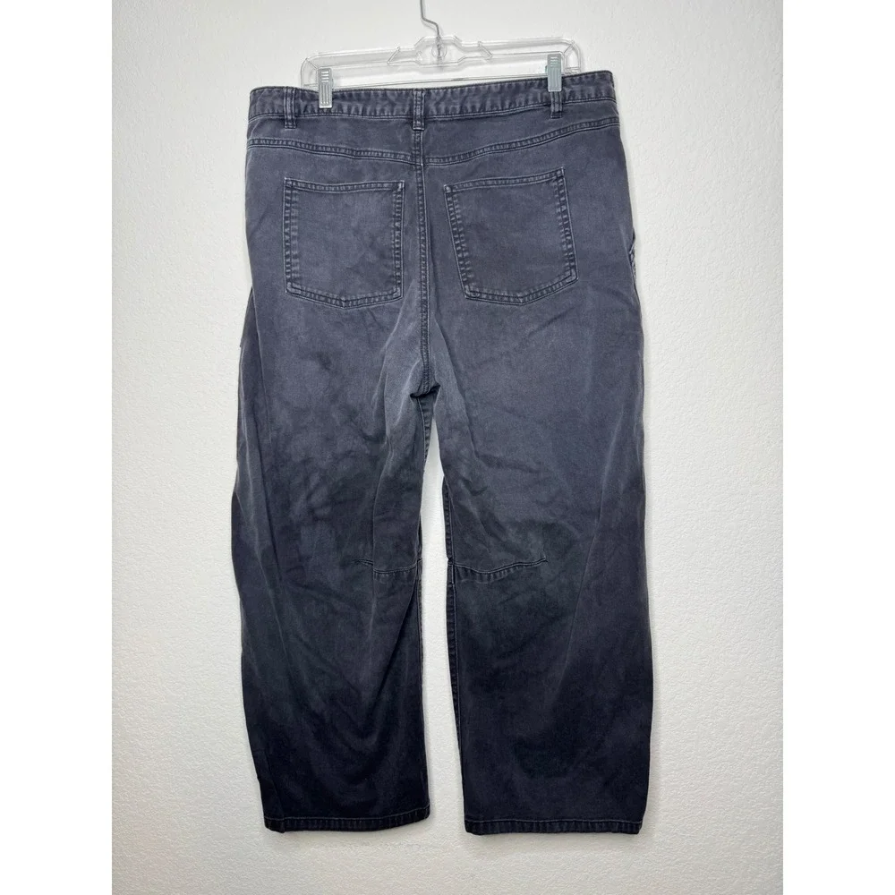 Gap Twill Wide Leg Pants Faded Acid Wash Black‎ High Rise Utility Womens 16